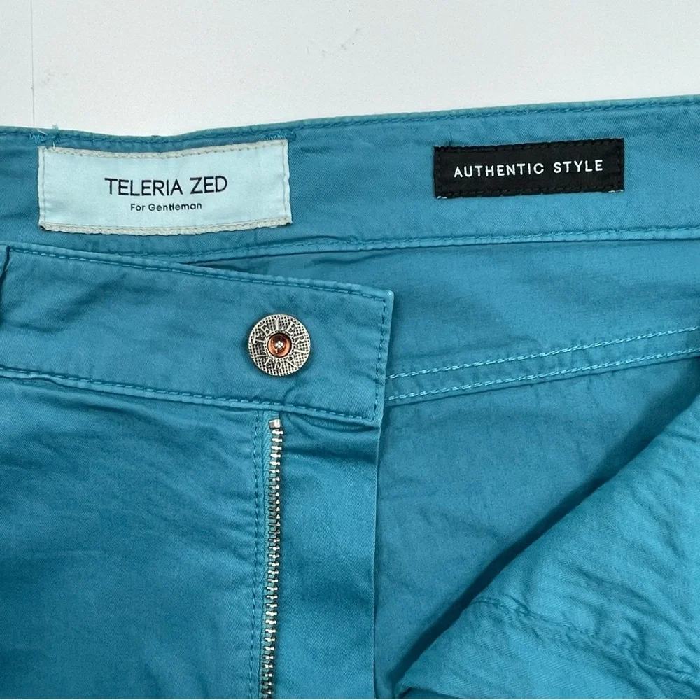 TALERIA ZED Men's Casual Straight Leg Teal Blue 5-Pocket Pants Size 36 x 27.5